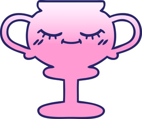gradient shaded cartoon of a trophy in bright neon color