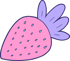 cartoon strawberry in bright neon color