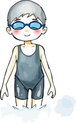 Cute swimmer cartoon vector illustration.