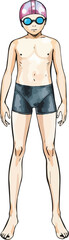 Cute swimmer cartoon vector illustration.