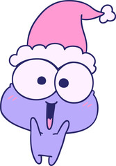 hand drawn christmas cartoon of kawaii frog in bright neon color