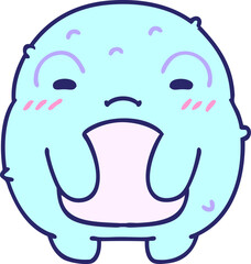 cartoon of a sad little toad in bright neon color