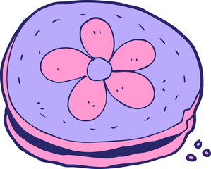 cartoon biscuit in bright neon color