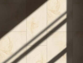 Cream Beige Tile Floor: Natural Light Texture Background, Minimalist Interior Design, Architectural Photography
