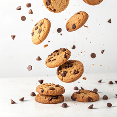 chocolate chip cookies, butter biscuits for advertising, marketing and promotion concept 
