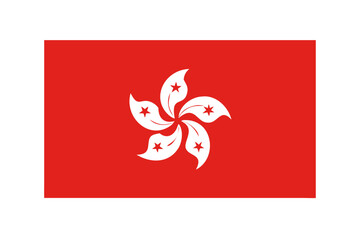 Fototapeta premium Official flag of hong kong with red background and black bauhinia flower emblem