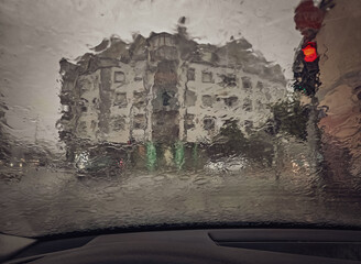 rain on the car window