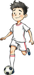 Cute footballer cartoon vector illustration.