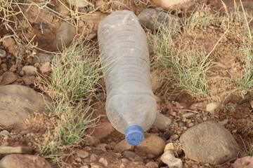 Plastic bottle lying on the ground