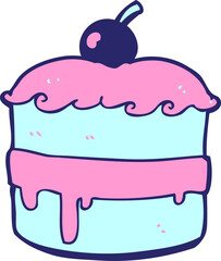 cartoon cake in bright neon color