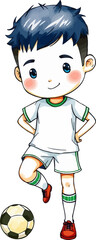 Cute footballer cartoon vector illustration.