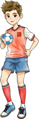 Cute footballer cartoon vector illustration.