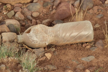 Plastic bottle lying on the ground