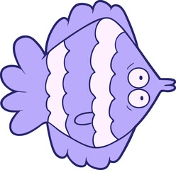 cartoon flat fish in bright neon color