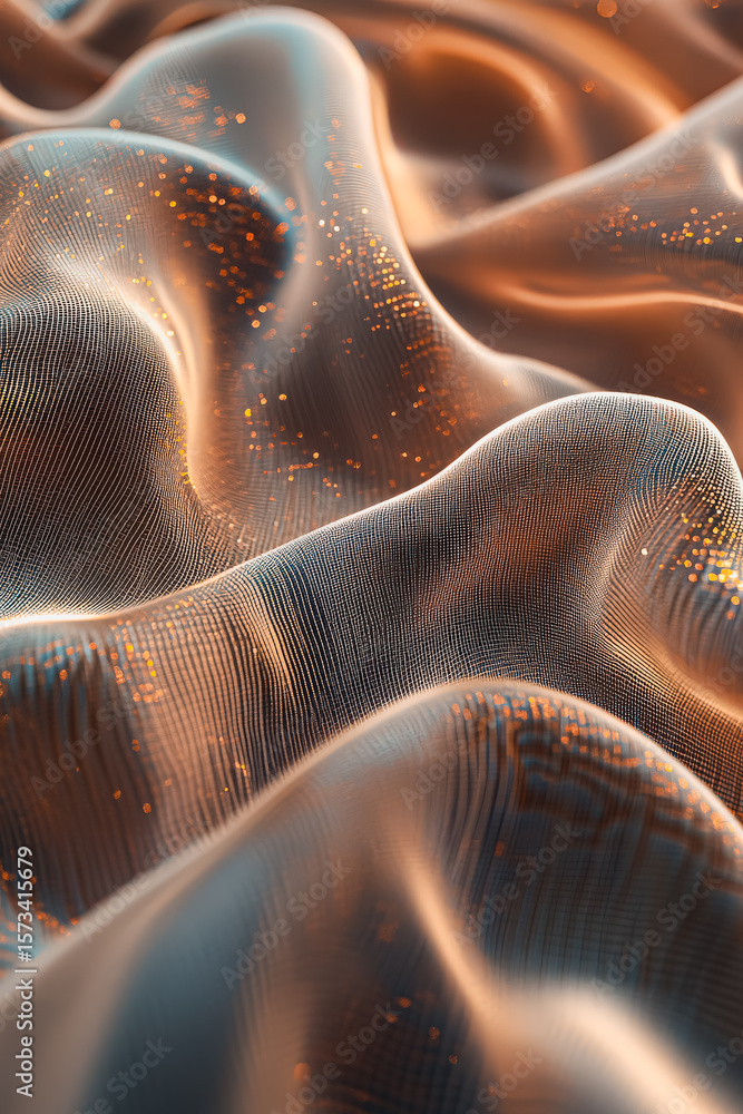 Poster piece of fabric with a pattern of lines and dots. the image is a close up of the fabric, and it is a