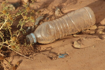 Plastic bottle lying on the ground