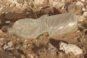 Plastic bottle lying on the ground