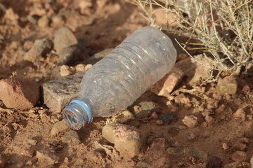 Plastic bottle lying on the ground