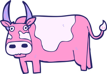 cartoon bull in bright neon color