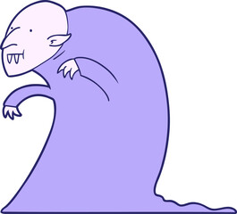 spooky cartoon vampire in bright neon color