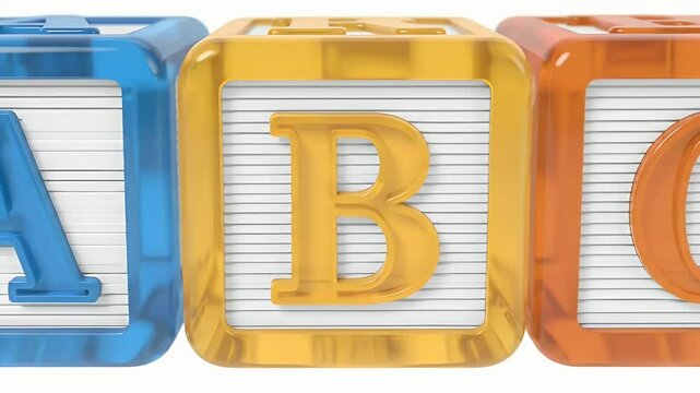 Colorful Alphabet Blocks A B C Toys Isolated On White Background Education