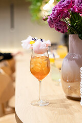Summer Alcoholic cocktail with beer, ice and lemon juice.Low key, selective focus