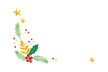 Festive Watercolor Style Corner Border Of Mistletoe And Berries