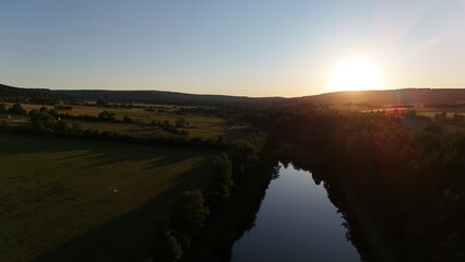 sunset over the river