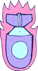 cartoon bomb in bright neon color