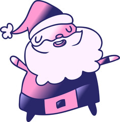 gradient cartoon illustration kawaii of santa claus in bright neon color