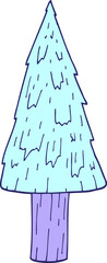 cartoon doodle christmas tree in bright neon color