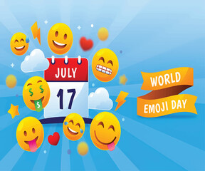 World Emoji Day Gradient Style Background Featuring Emoji Expressions