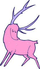 cartoon stag in bright neon color