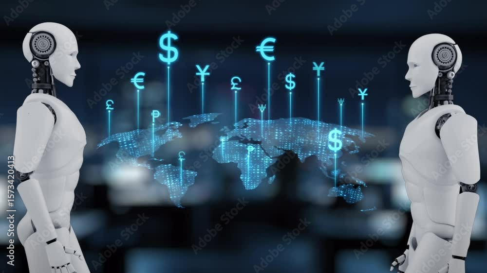 Aufkleber ai powers currency exchange with virtual assistant tools, artificial intelligence conversion engines