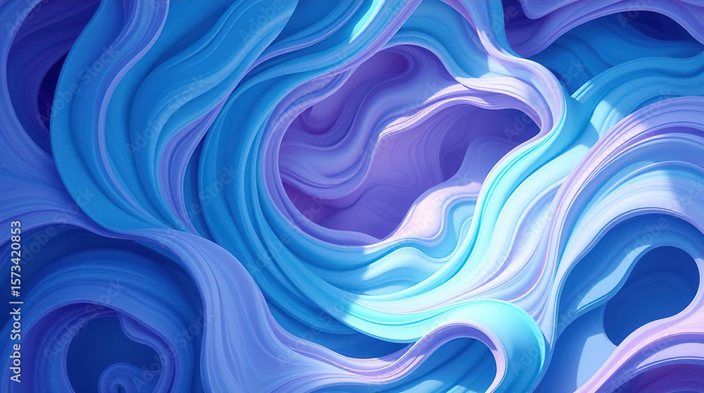 Aufkleber abstract background with blue and purple 3d scene consisting of intertwining smooth lines and ribbon