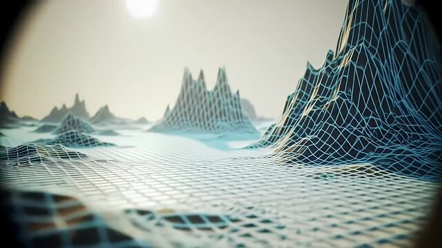 Geometric Mountain Landscape Pattern Grid Texture Snow Winter Scenery - Powered by Adobe