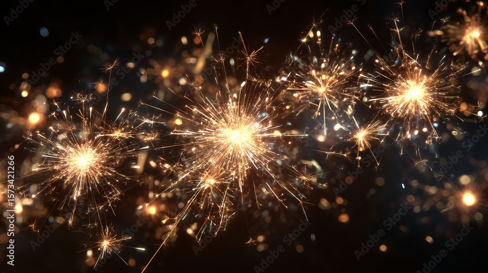 Poster sparkling celebrations: a mesmerizing display of festive sparklers illuminating the dark, creating a