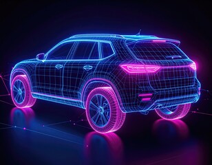 Futuristic SUV wireframe