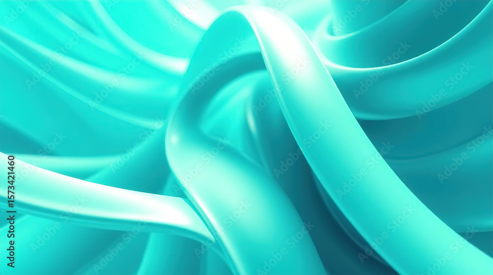 Poster blue 3d scene with abstract background consisting of intertwined, smooth lines and ribbons, abstract