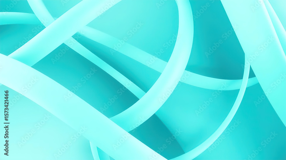 Poster blue 3d scene with abstract background consisting of intertwined, smooth lines and ribbons, abstract