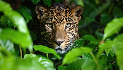 Leopard peeking through foliage