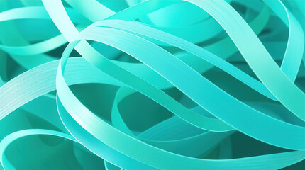 Fototapeta premium Blue 3D scene with abstract background consisting of intertwined, smooth lines and ribbons, abstract blue and light blue background