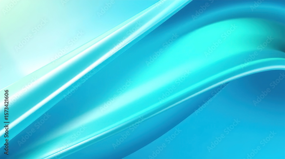 Poster blue 3d scene with abstract background consisting of intertwined, smooth lines and ribbons, abstract