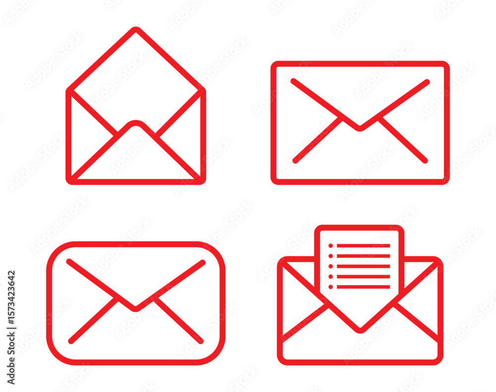 Poster email and mail icon set envelope for communication & messaging vector illustration, mail vector icon