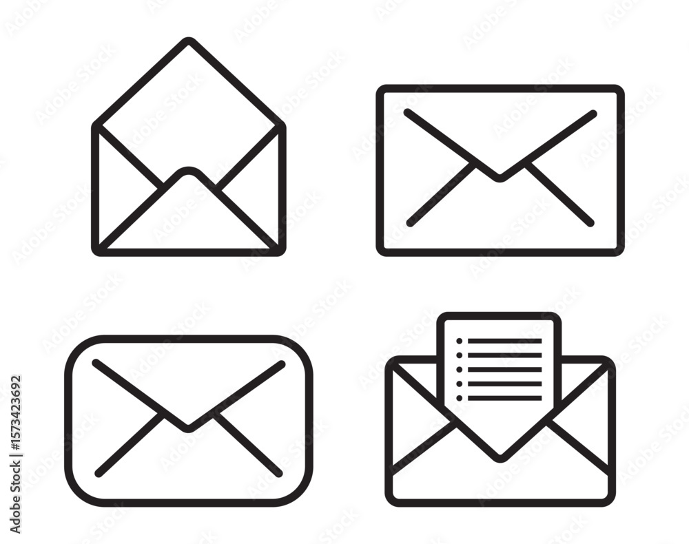 Poster email and mail icon set envelope for communication & messaging vector illustration, mail vector icon