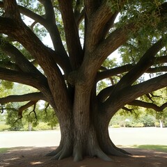 Majestic old oak tree with textured bark