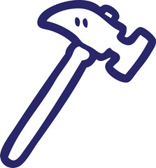 cartoon hammer icon in bright neon color