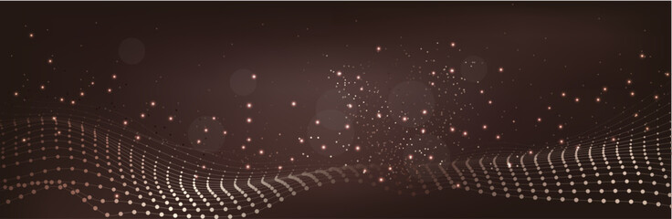 Abstract Music background. Big Data Particle Flow Visualisation chemical industry. Science infographic futuristic illustration. Sound wave. Premium background design with mocha mousse sound wave