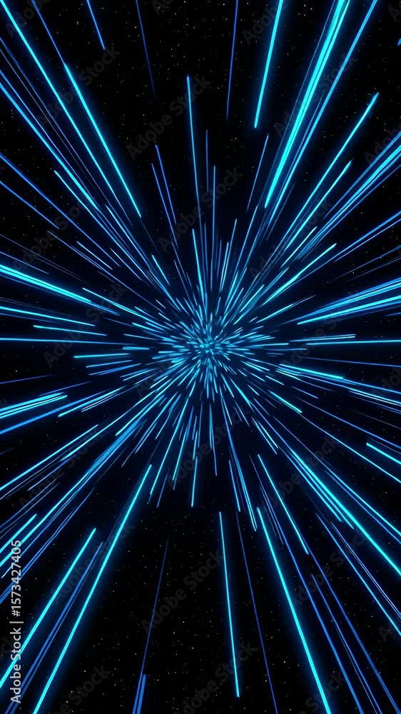 Aufkleber blue light streaks zoom into a central point creating a feeling of acceleration hyperspace travel an