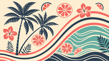a vibrant seamless tropical retro pattern feature